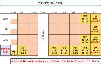 16（水）.17（木）ご予約状況